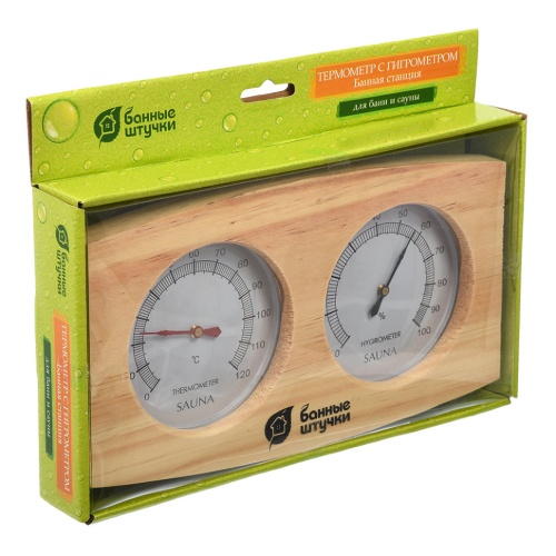 Термометр с гигрометром для бани и сауны Банная станция 18024 фото 2